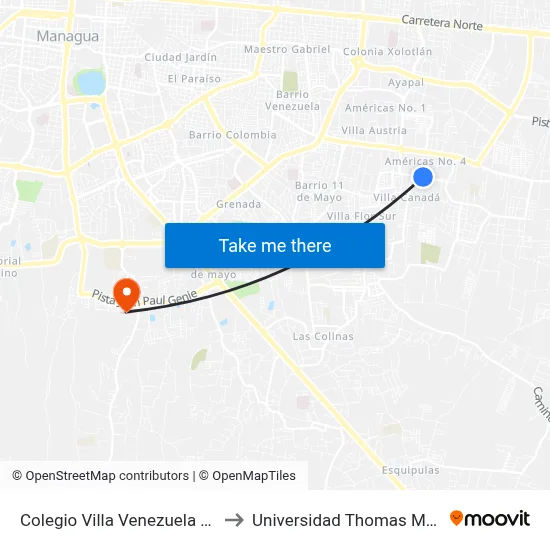 Colegio Villa Venezuela Sur to Universidad Thomas More map