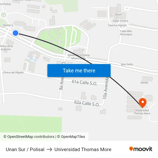 Unan Sur / Polisal to Universidad Thomas More map