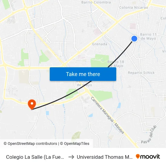 Colegio La Salle (La Fuente) to Universidad Thomas More map