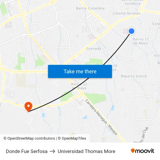 Donde Fue Serfosa to Universidad Thomas More map