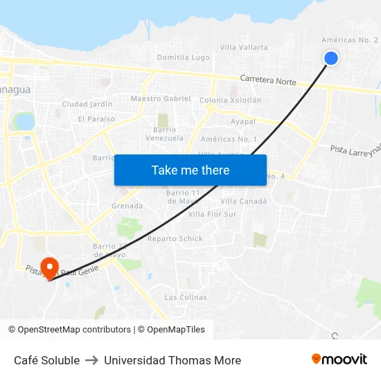 Café Soluble to Universidad Thomas More map
