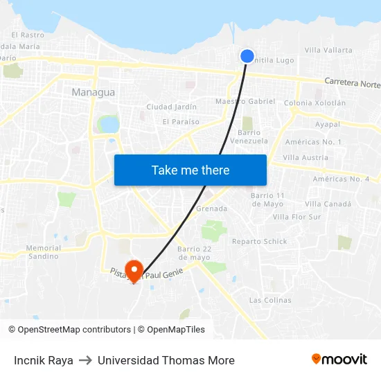 Incnik Raya to Universidad Thomas More map