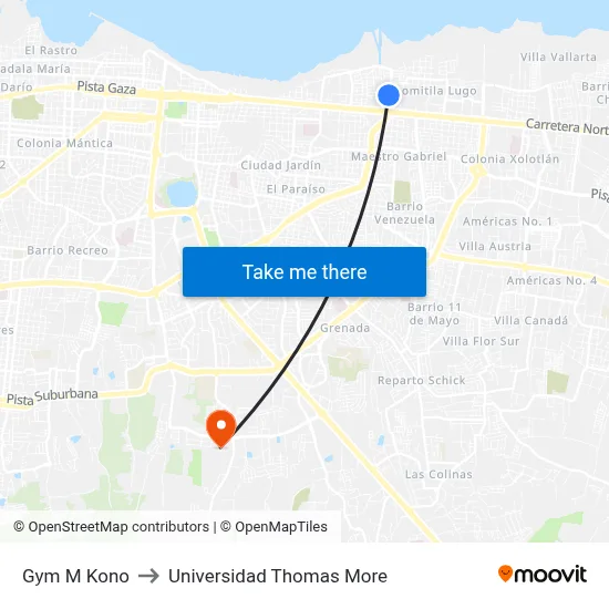 Gym M Kono to Universidad Thomas More map