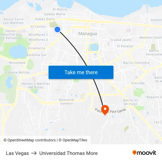 Las Vegas to Universidad Thomas More map