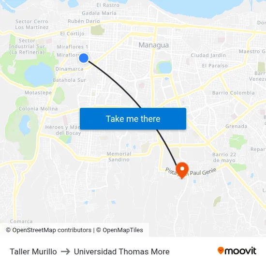 Taller Murillo to Universidad Thomas More map