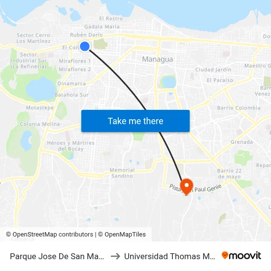Parque Jose De San Martín to Universidad Thomas More map