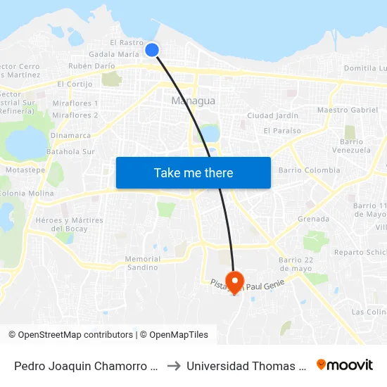 Pedro Joaquin Chamorro Norte to Universidad Thomas More map