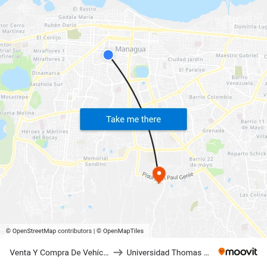 Venta Y Compra De Vehículos to Universidad Thomas More map
