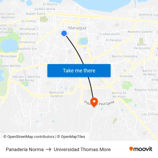 Panadería Norma to Universidad Thomas More map