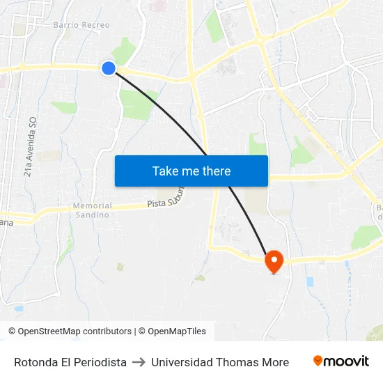 Rotonda El Periodista to Universidad Thomas More map