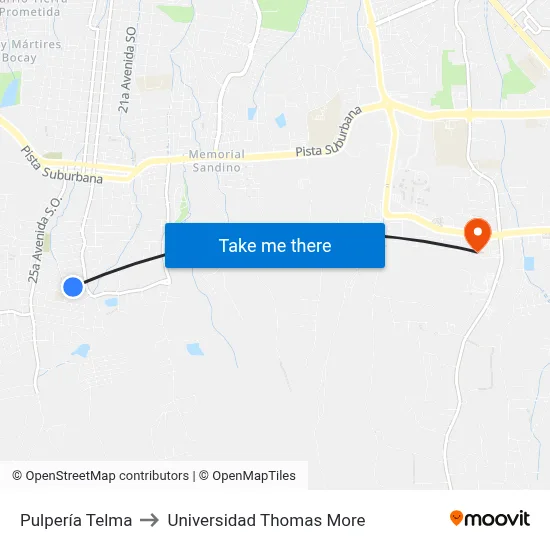 Pulpería Telma to Universidad Thomas More map