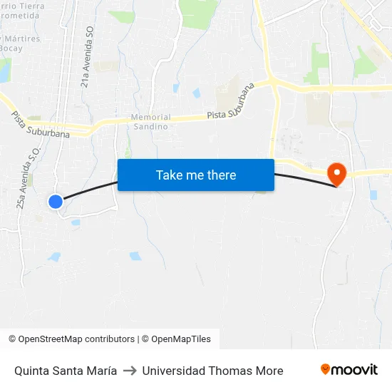 Quinta Santa María to Universidad Thomas More map
