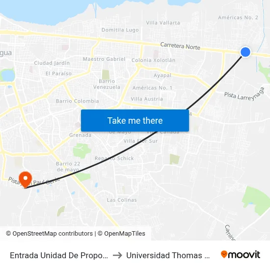 Entrada Unidad De Proposito to Universidad Thomas More map