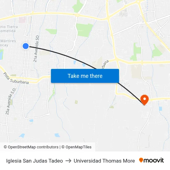 Iglesia San Judas Tadeo to Universidad Thomas More map