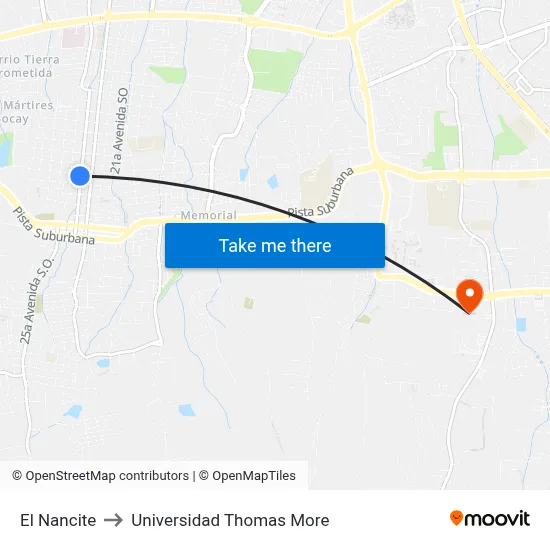 El Nancite to Universidad Thomas More map