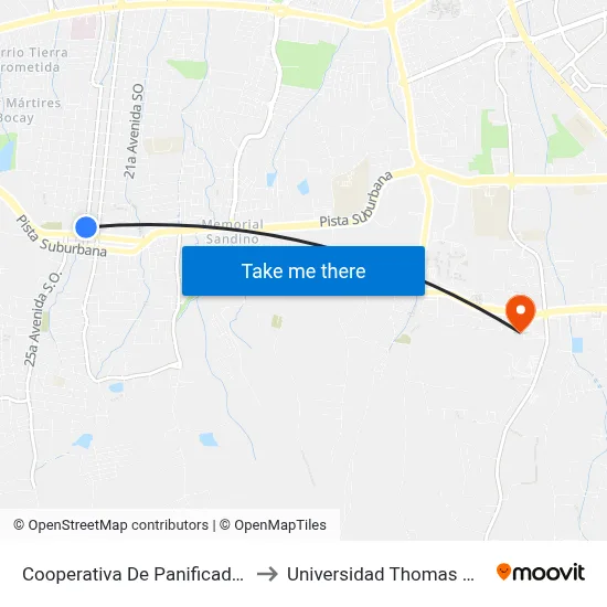 Cooperativa De Panificadores to Universidad Thomas More map