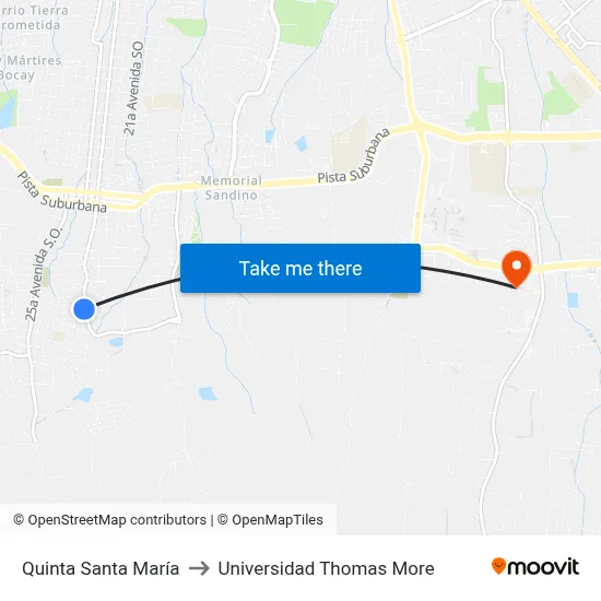 Quinta Santa María to Universidad Thomas More map