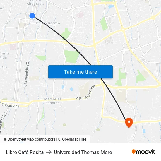 Libro Café Rosita to Universidad Thomas More map