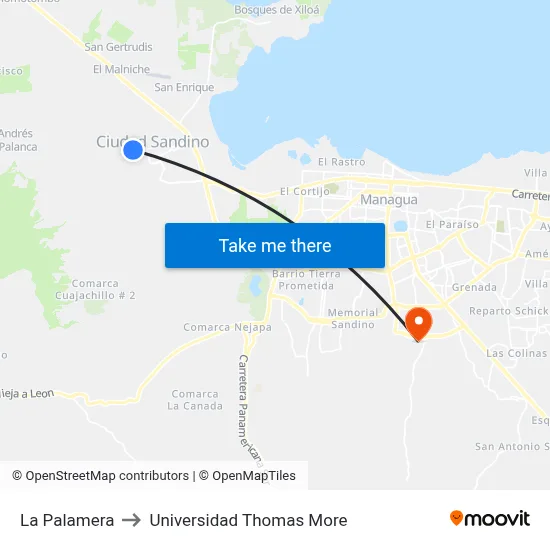 La Palamera to Universidad Thomas More map
