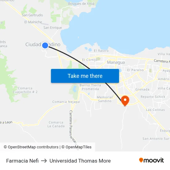 Farmacia Nefi to Universidad Thomas More map