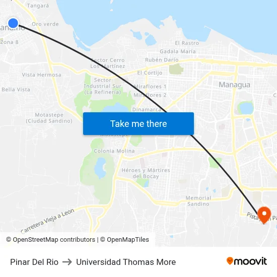 Pinar Del Rio to Universidad Thomas More map