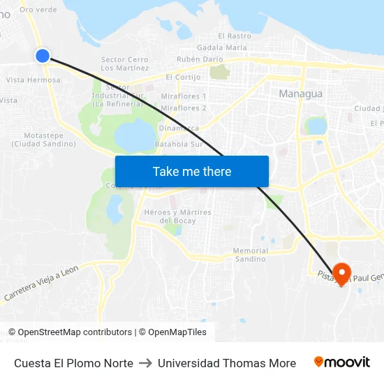 Cuesta El Plomo Norte to Universidad Thomas More map