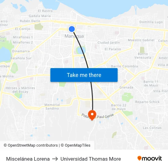 Miscelánea Lorena to Universidad Thomas More map