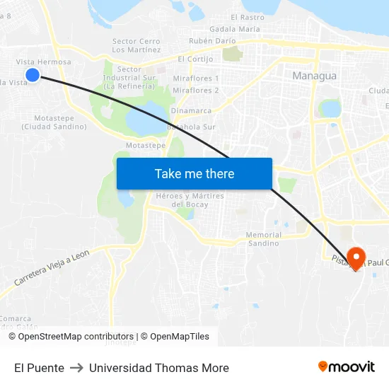 El Puente to Universidad Thomas More map