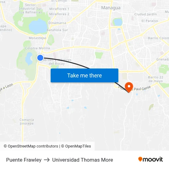 Puente Frawley to Universidad Thomas More map
