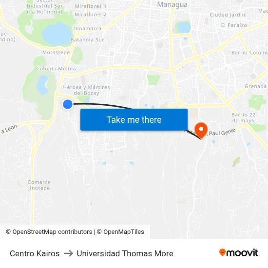 Centro Kairos to Universidad Thomas More map