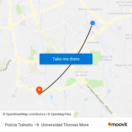 Policía Tránsito to Universidad Thomas More map