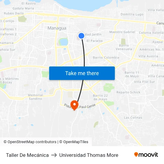 Taller De Mecánica to Universidad Thomas More map