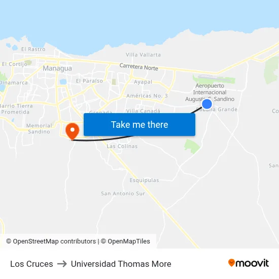 Los Cruces to Universidad Thomas More map