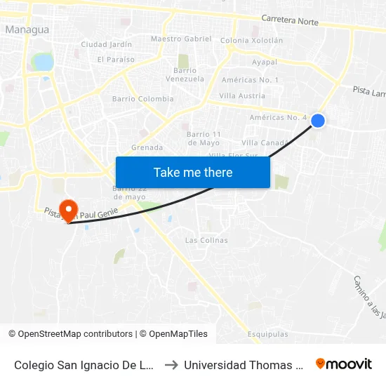 Colegio San Ignacio De Loyola to Universidad Thomas More map