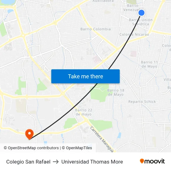 Colegio San Rafael to Universidad Thomas More map