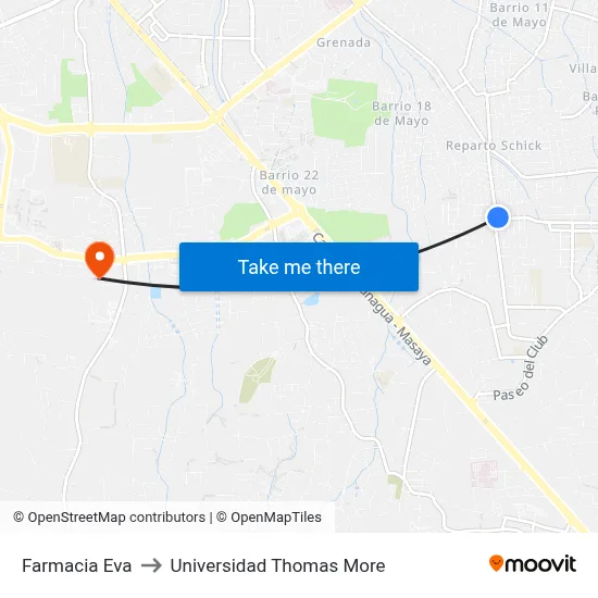 Farmacia Eva to Universidad Thomas More map