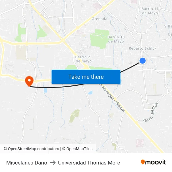 Miscelánea Dario to Universidad Thomas More map