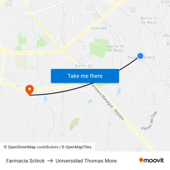 Farmacia Schick to Universidad Thomas More map