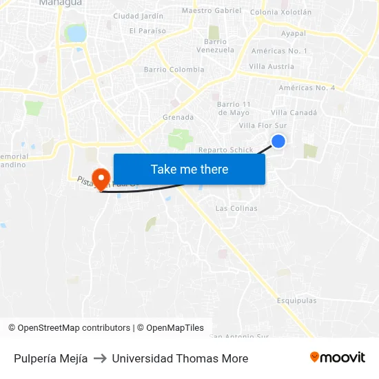 Pulpería Mejía to Universidad Thomas More map