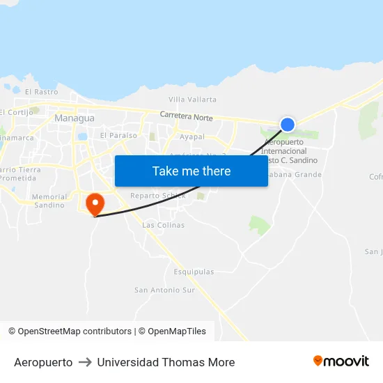 Aeropuerto to Universidad Thomas More map