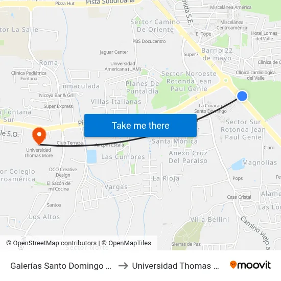 Galerías Santo Domingo Este to Universidad Thomas More map