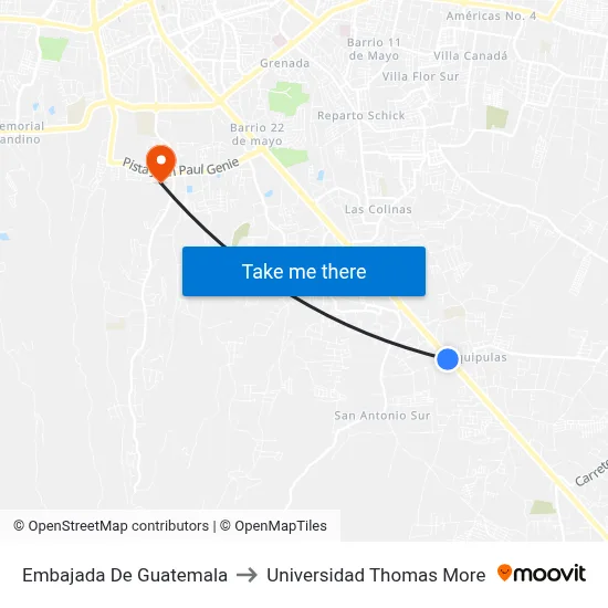 Embajada De Guatemala to Universidad Thomas More map
