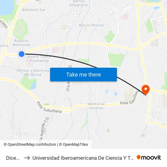 Dicegsa to Universidad Iberoamericana De Ciencia Y Tecnología map