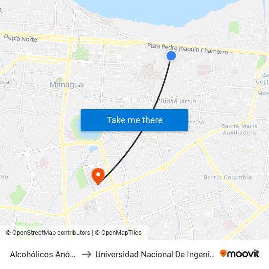 Alcohólicos Anónimos to Universidad Nacional De Ingenieria (Uni) map