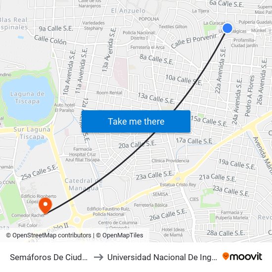 Semáforos De Ciudad Jardin to Universidad Nacional De Ingenieria (Uni) map