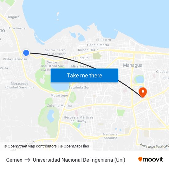 Cemex to Universidad Nacional De Ingenieria (Uni) map