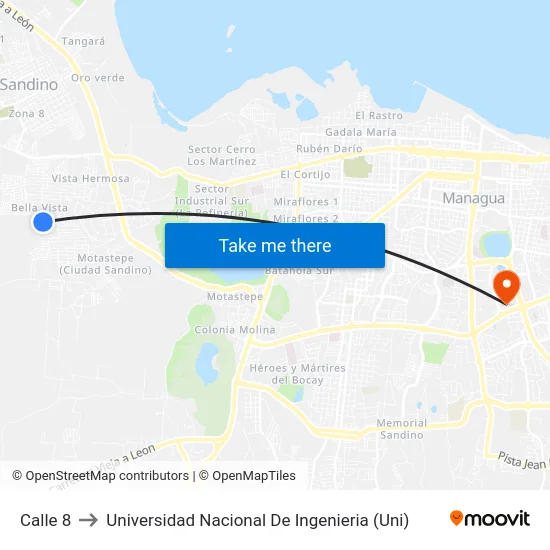 Calle 8 to Universidad Nacional De Ingenieria (Uni) map