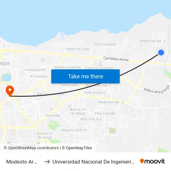 Modesto Armiño to Universidad Nacional De Ingenieria (Uni) map