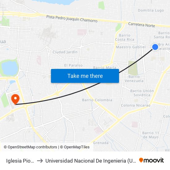 Iglesia Pio X to Universidad Nacional De Ingenieria (Uni) map