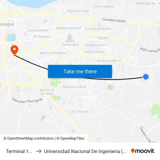 Terminal 167 to Universidad Nacional De Ingenieria (Uni) map